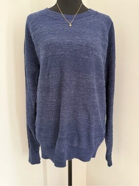 GAP Large Navy Blue 100% Cotton Oversized Crewneck Raglan Sweater